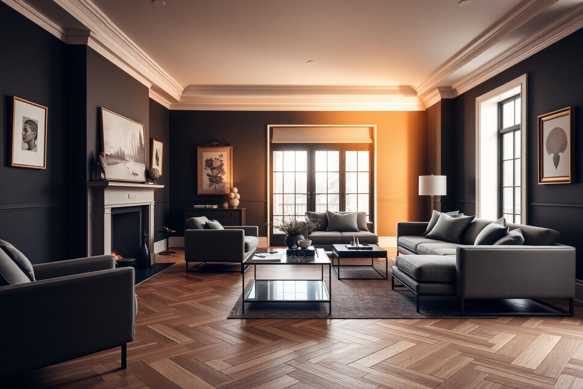 Premium engineered oak flooring in a luxury interior